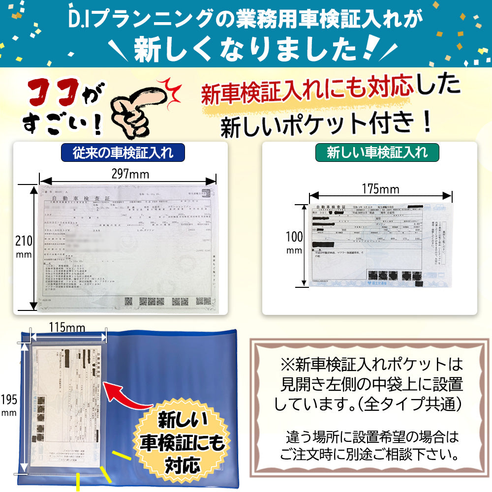 【自動車業者様必見！】新規格 A6サイズ 電子 車検証対応 車検証入れ 車検証ケース 100枚 300枚 500枚 名入れ 印刷